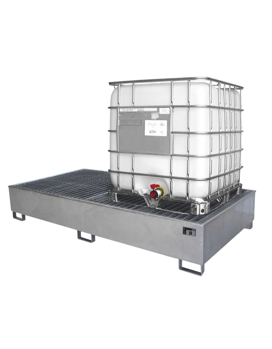 BAUER Auffangwanne Typ AW für die sichere Lagerung von 1000 Liter IBC aus Stahl