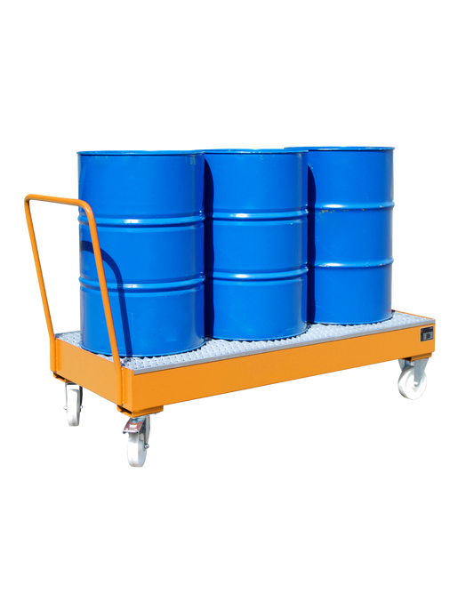 Mobile Auffangwanne Typ 2050 SR von Bauer Südlohn fahrbar für zwölf 200 Liter Fässer