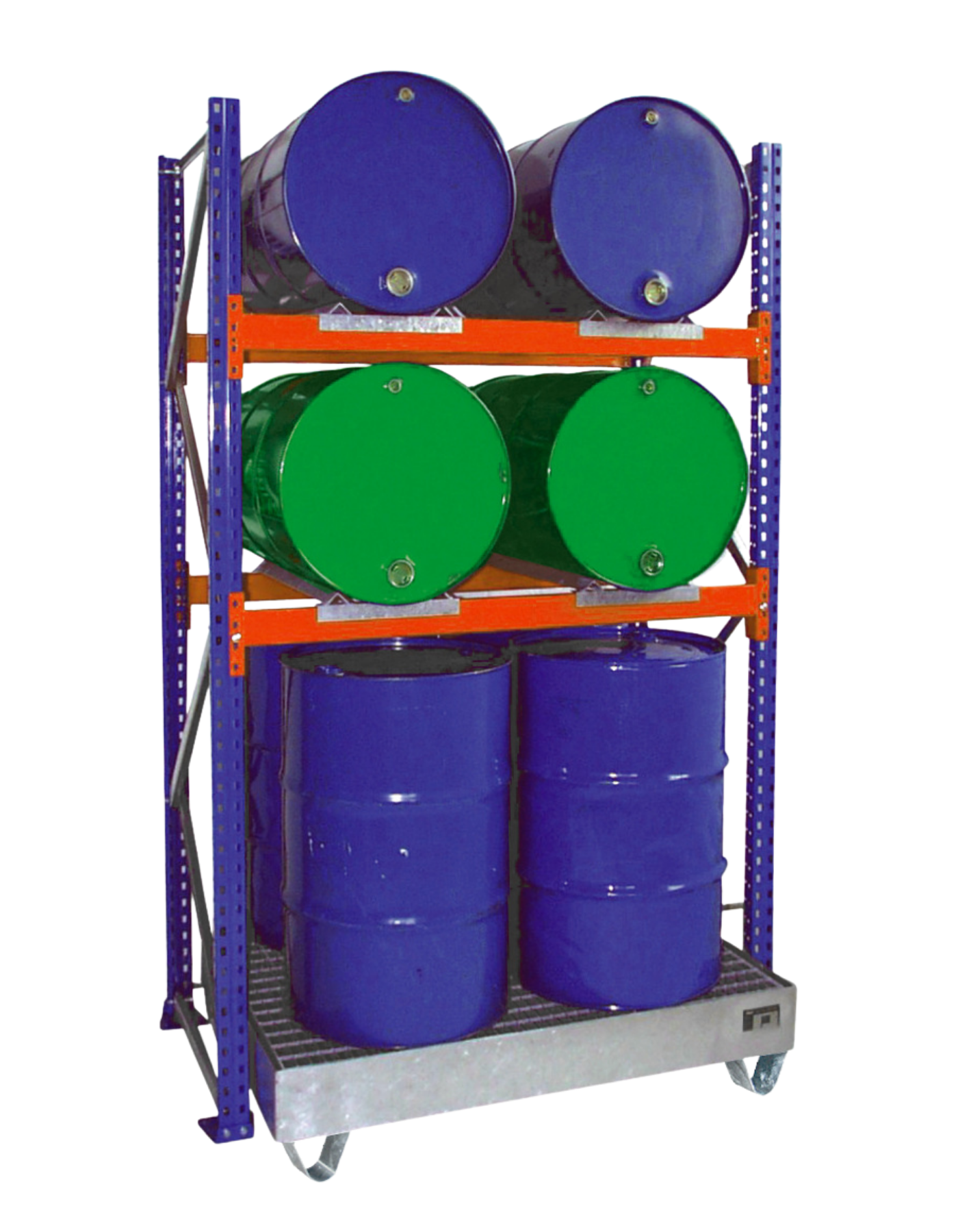 Bauer Südlohn Fassregal Serie 3000 mit integrierter Auffangwanne für 200 Liter Fässer