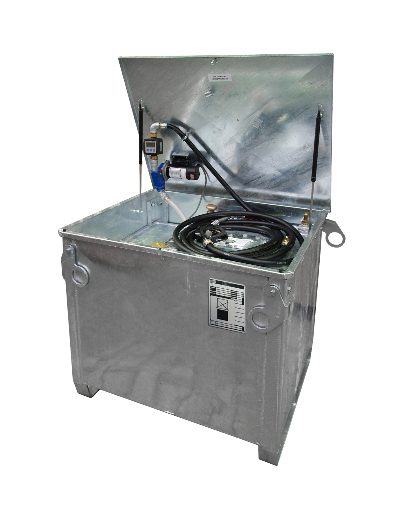 Bauer Südlohn Kraftstofftank 450 Liter mobile Tankstelle aus Stahl mit Kranösen