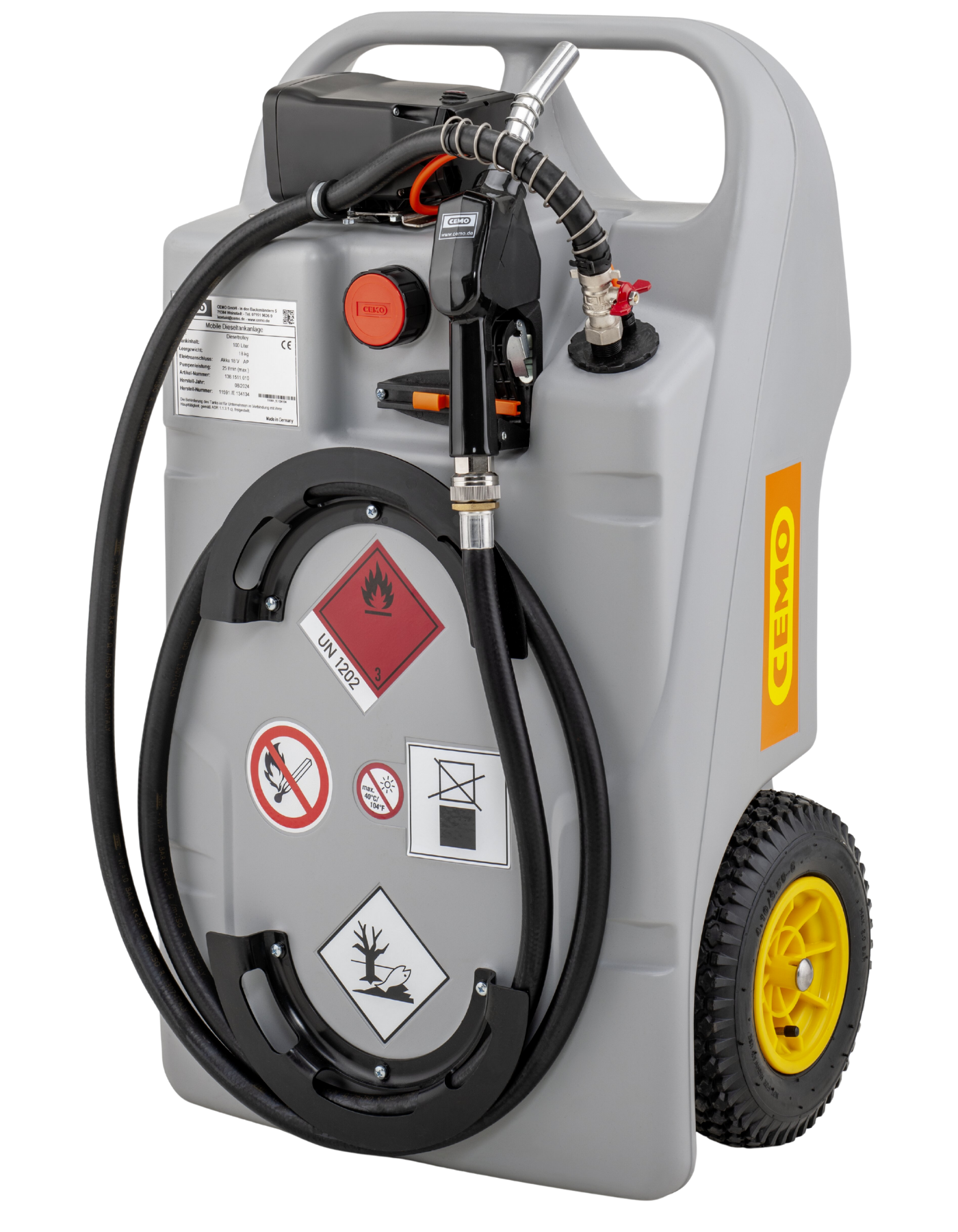 Mobiler Akku-Dieseltrolley 100 Liter mit Handpumpe – CEMO Mobiler Dieseltank