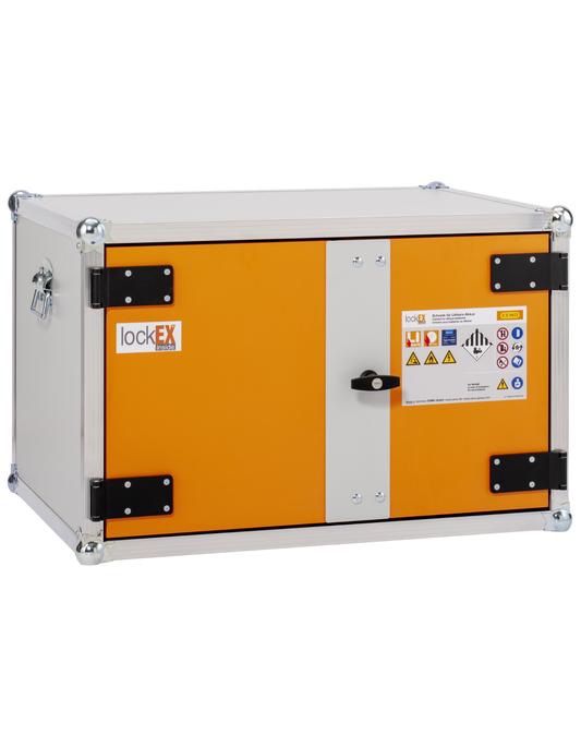 CEMO Basic Akku-Ladeschrank für die sichere Lagerung und Ladung von Lithium-Ionen-Akkus.