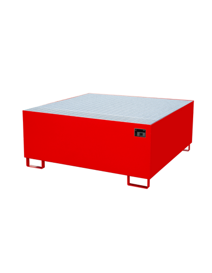 BAUER Stahl-Auffangwanne aus 3 mm Stahlblech für 1 IBC; mit integrierten Staplertaschen für den einfachen internen Transport per Stapler.