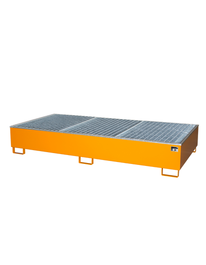 BAUER Stahl-Auffangwanne Typ AW für 2x 1000L IBC mit herausnehmbarem verzinktem Gitterrost.