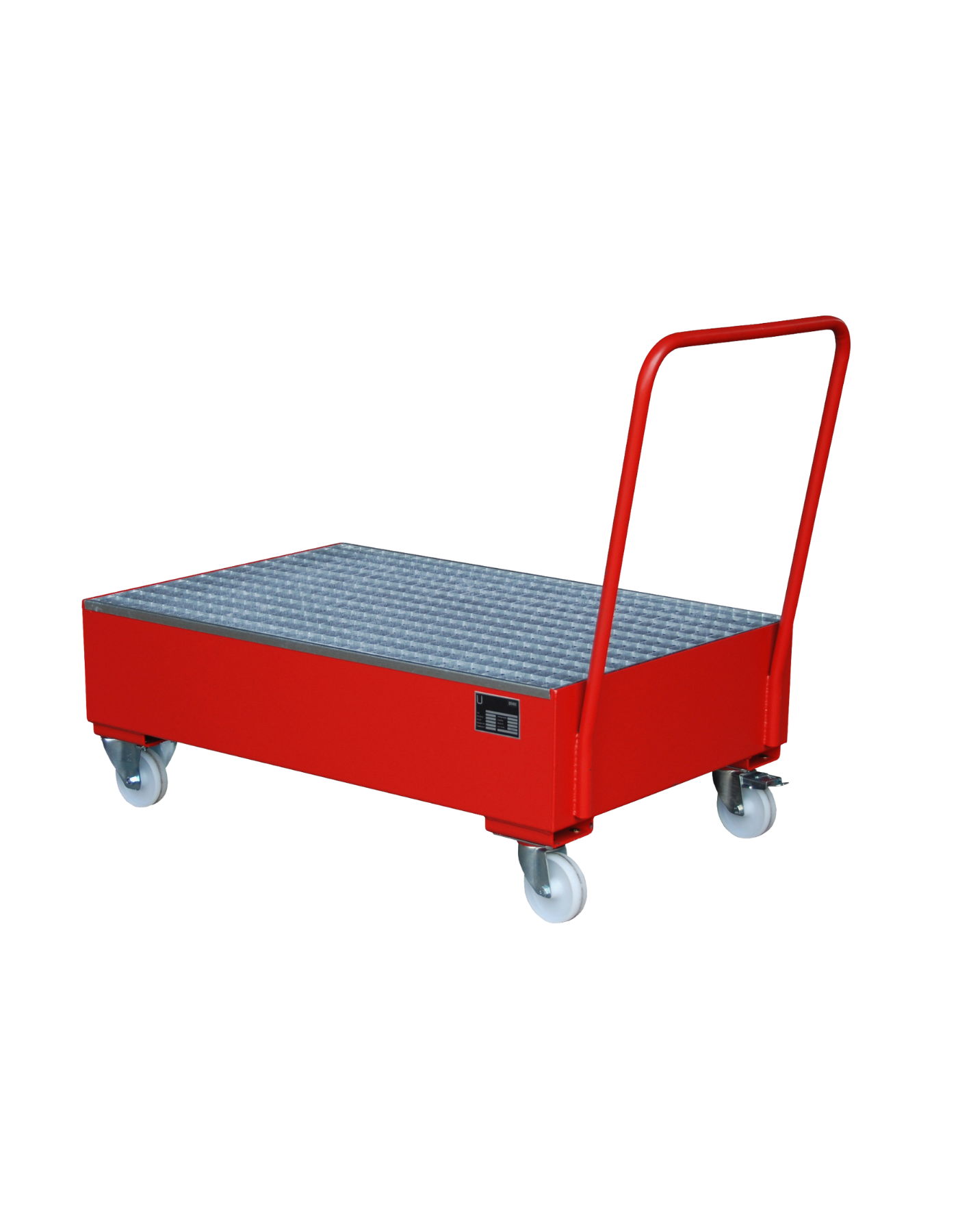 BAUER mobile Stahl-Auffangwanne für 2 Fässer à 200 Liter; flüssigkeitsdicht verschweißt und zertifiziert gemäß StawaR für wassergefährdende Stoffe.