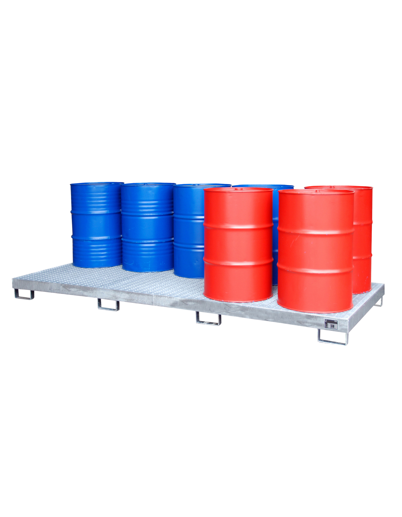 BAUER Stahl-Auffangwanne für 10 x 200-Liter-Fässer aus 3 mm starkem Stahlblech; flüssigkeitsdicht verschweißt und zugelassen gemäß StawaR 