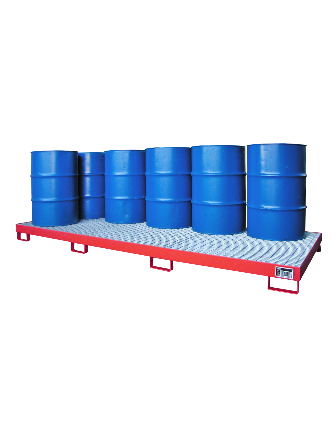 BAUER Stahl-Auffangwanne für 10-Fass-Lagerung (200l); WHG-konforme Lagerlösung für brennbare Flüssigkeiten und wassergefährdende Medien im Industriebetrieb.