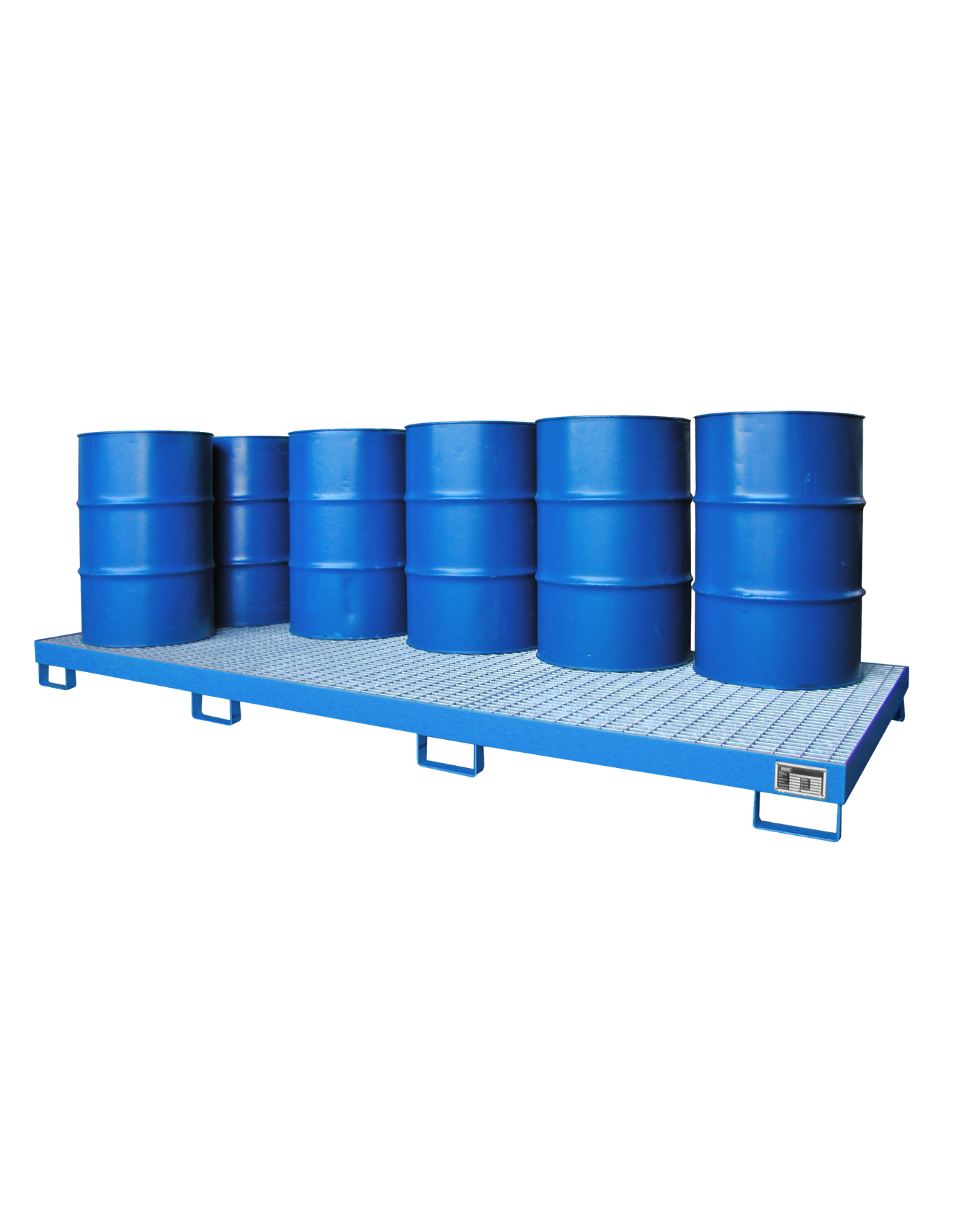 BAUER Stahl-Auffangwanne für 10 x 200L Fässer; professionelles Gefahrgut-Lagersystem mit hohem Auffangvolumen für Chemikalien, Öle und Schmierstoffe.