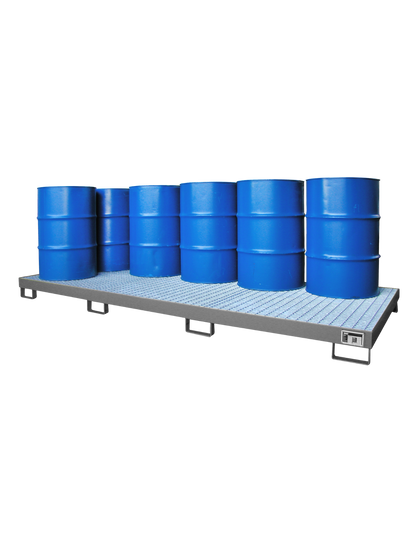 BAUER Stahl-Auffangwanne für 10 Fässer à 200 Liter; WHG-konform und stahlgeprüft gemäß StawaR für wassergefährdende Stoffe.