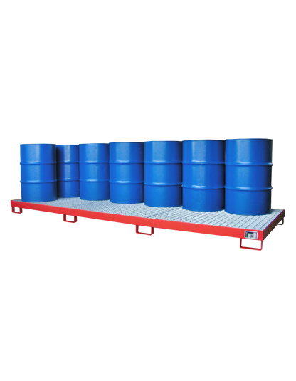 BAUER Stahl-Auffangwanne für 12 Fässer à 200 Liter; zugelassene Gefahrstofflagerung wassergefährdender Stoffe gemäß StawaR.