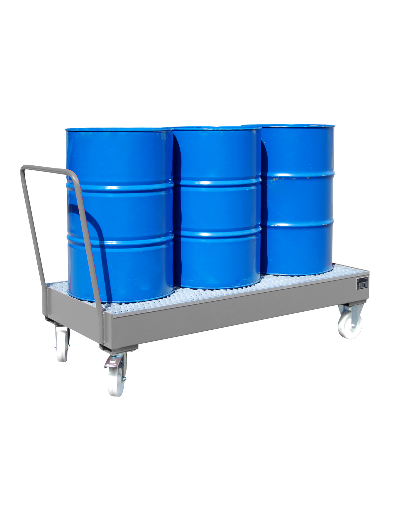 BAUER mobile Stahl-Auffangwanne Typ 2050 SR fahrbar für zwölf 200 Liter Fässer