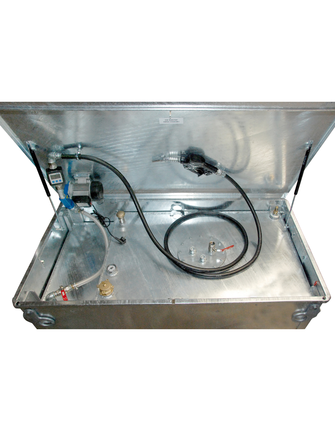 Kraftstofftank 1000 L feuerverzinkt Innenraumansicht