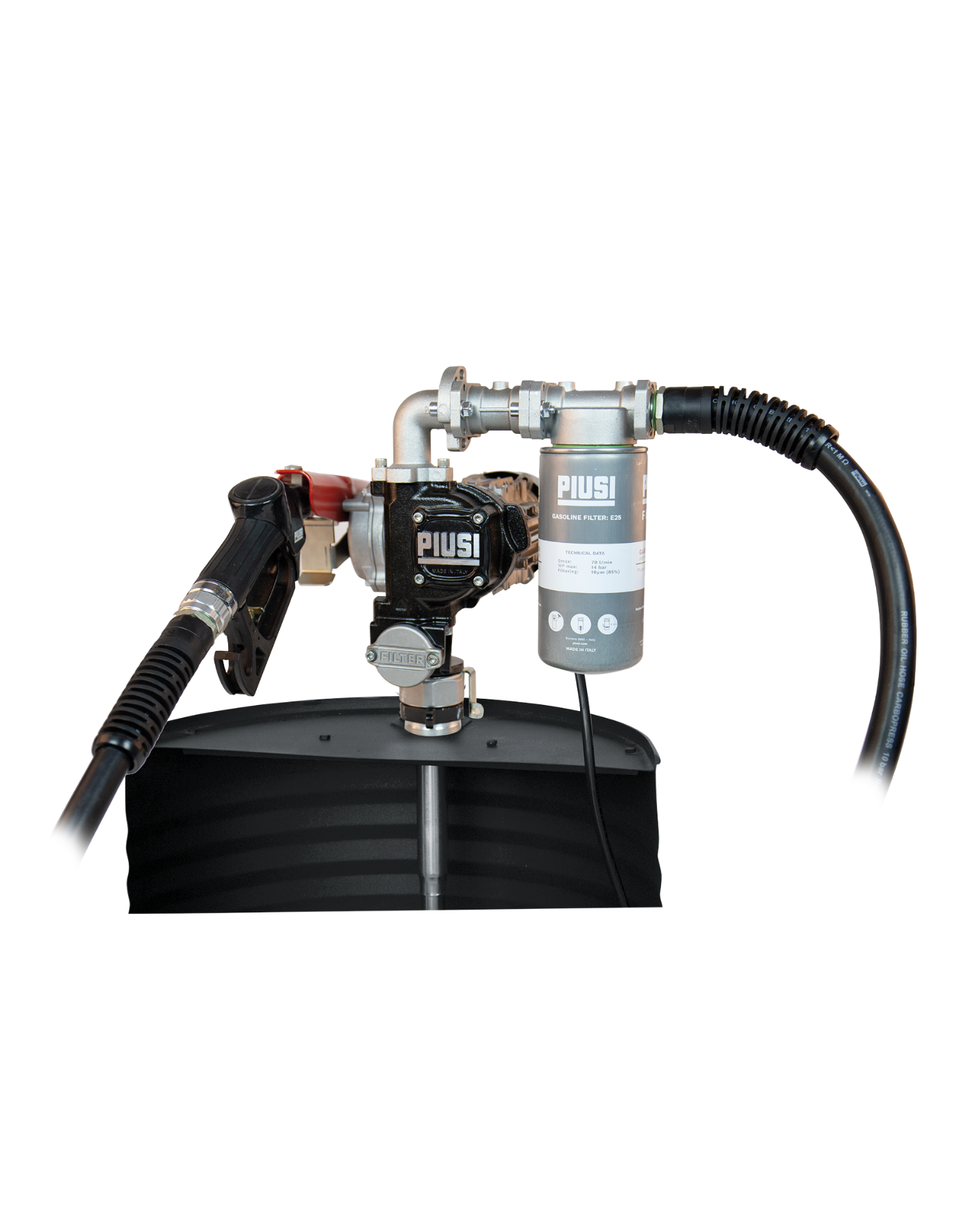 ZUWA Stationäre Kraftstoffpumpe 230V für Benzin; selbstansaugende Fasspumpe mit ATEX-Zulassung und Teleskop-Saugrohr zur sicheren Entleerung von 200 Liter Standardfässern 